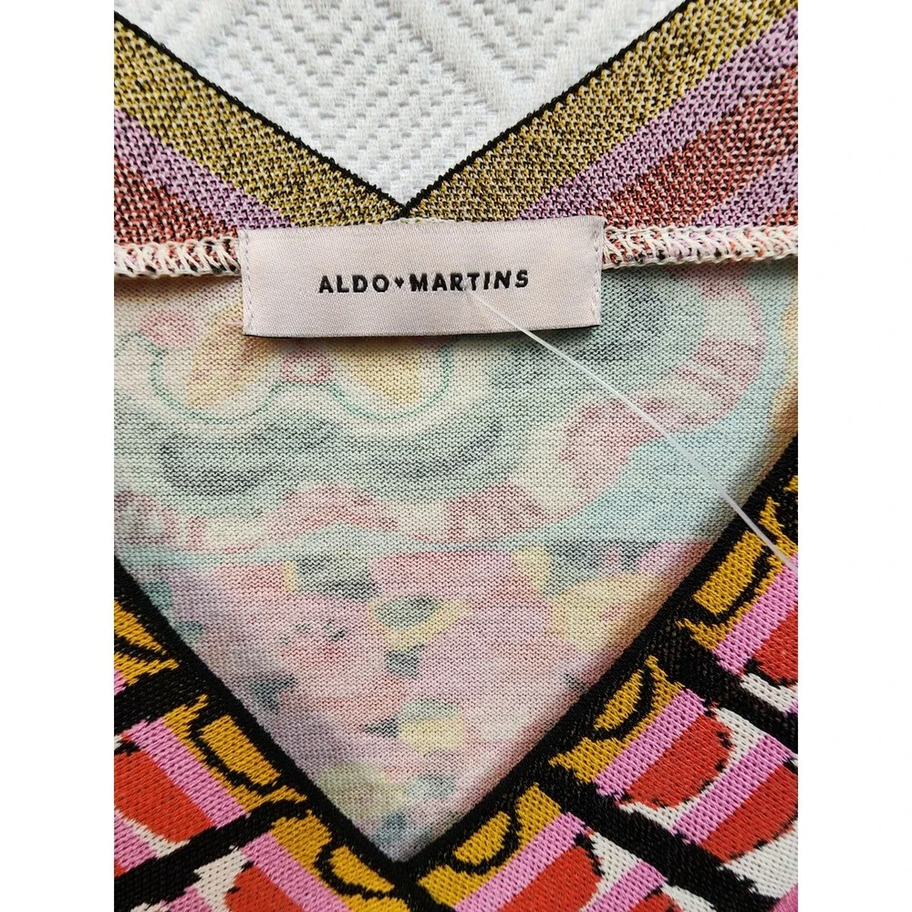 NEW Aldo Martins SZ M-L  Double V Neckline Vibrant Pullover Top $250
